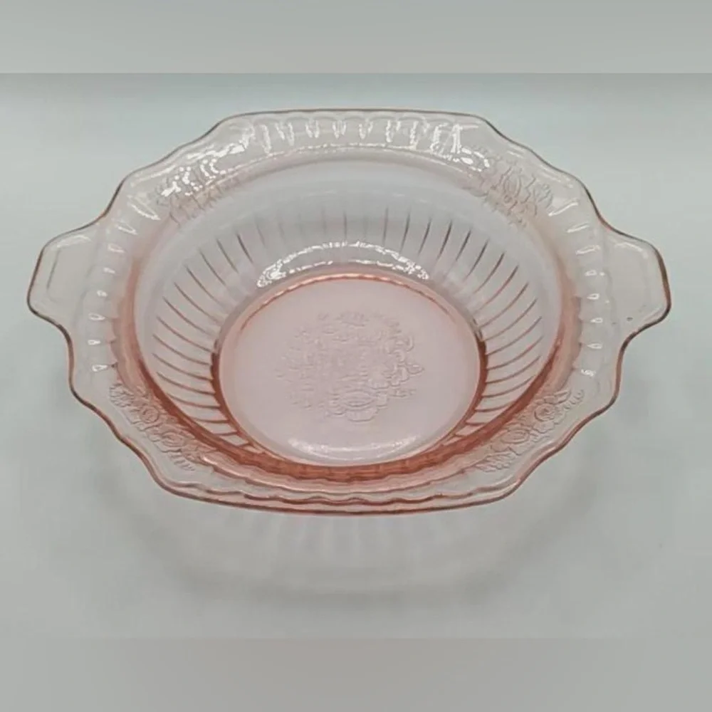 Vintage Anchor Hocking Mayfair “Open Rose”Pink Depression Glass Bowl